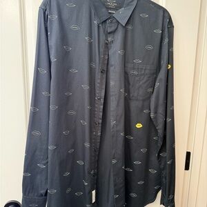 rag & bone Black Shirt with White & Yellow Lip Pattern